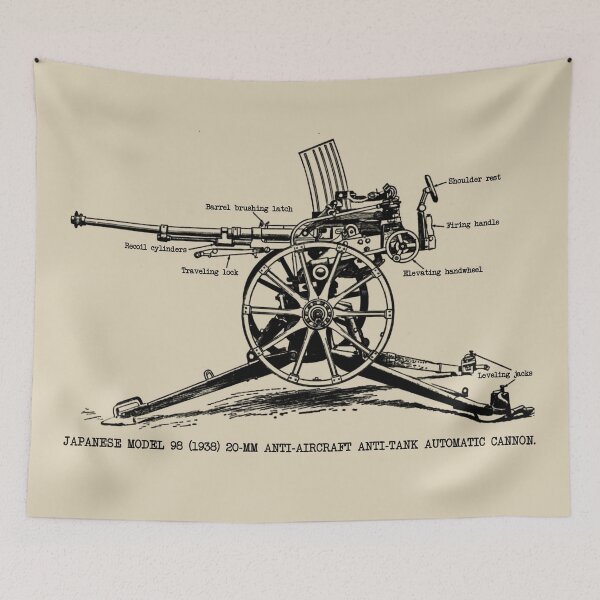 Item preview, Japanese WW2 Model 98 20-mm Anti-aircraft Anti-tank Cannon Diagram designed and sold by MilitaryMart.