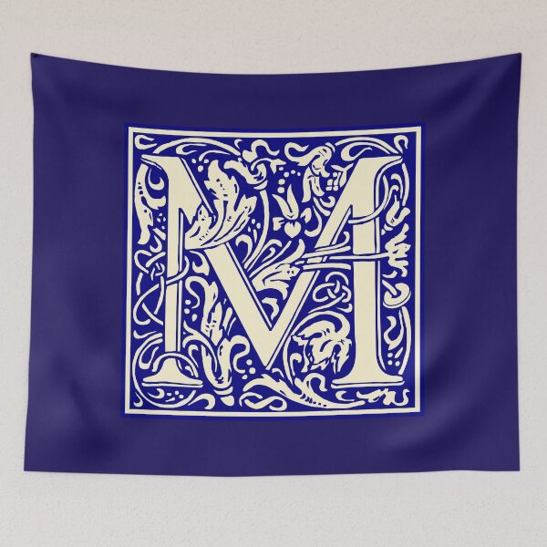 Item preview, William Morris Vintage Letter M Monogram Initial Blue designed and sold by Jeallan Designs.