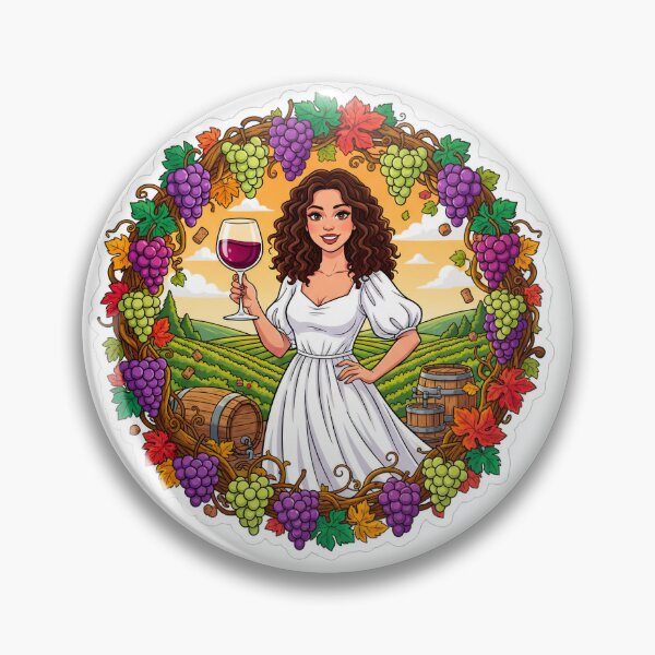 Item preview, Wine Lover Sticker – Elegant Woman in Vineyard with Grapes and Wine designed and sold by C3J7.