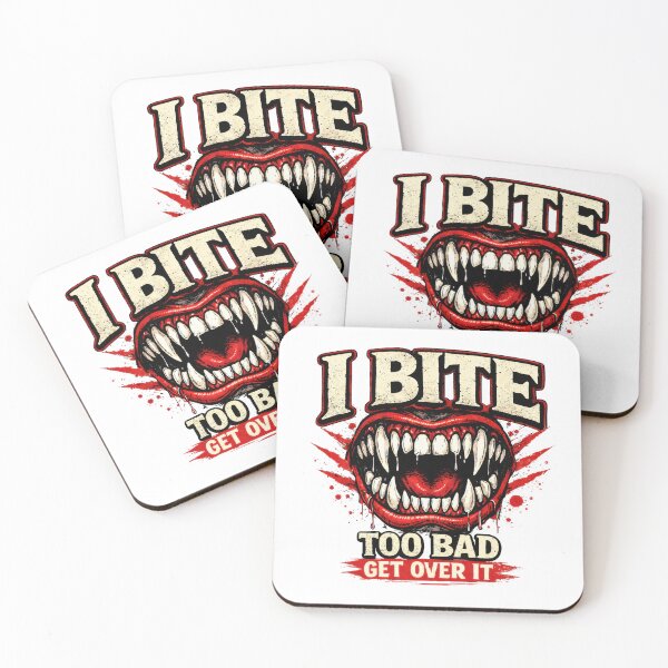 Item preview, I Bite – Bold Aggressive Text Graphic with Snarling Teeth designed and sold by Moriarty's Digital Visions.