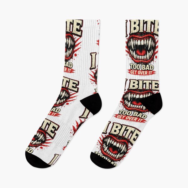 Item preview, I Bite – Bold Aggressive Text Graphic with Snarling Teeth designed and sold by Moriarty's Digital Visions.