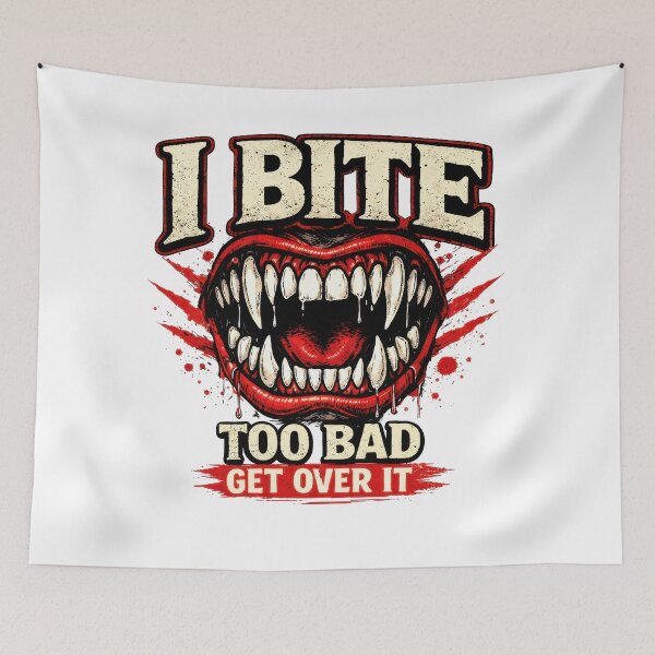 Item preview, I Bite – Bold Aggressive Text Graphic with Snarling Teeth designed and sold by Moriarty's Digital Visions.
