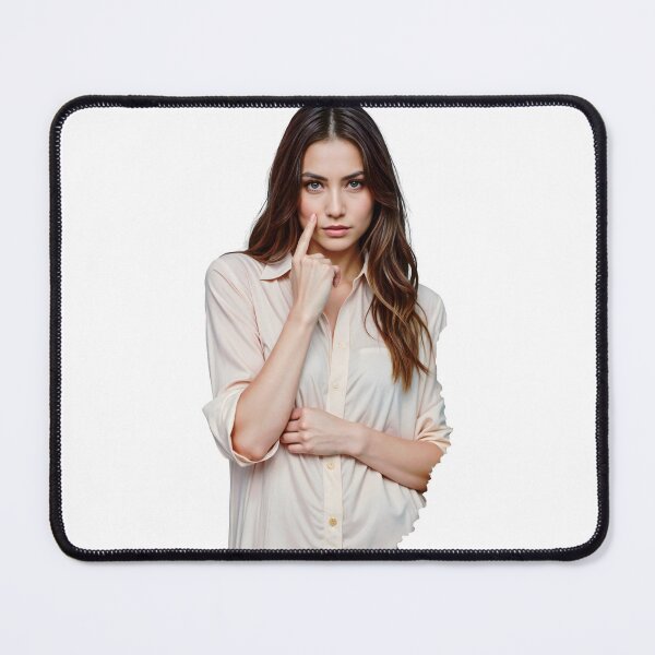 Item preview, Young woman with thoughtful expression touching her face designed and sold by Creative88Art.