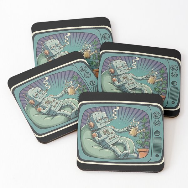 Item preview, Vintage Bot & Green Vibes - Lofi Retro Robot in TV Frame Art designed and sold by TSE DESIGN.