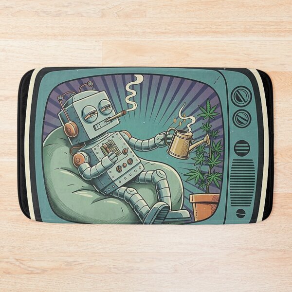Item preview, Vintage Bot & Green Vibes - Lofi Retro Robot in TV Frame Art designed and sold by TSE DESIGN.