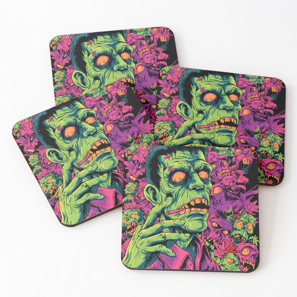 Item preview, Trippy Zombie Frankenstein - Neon Psychedelic Horror Art designed and sold by Stone-T .