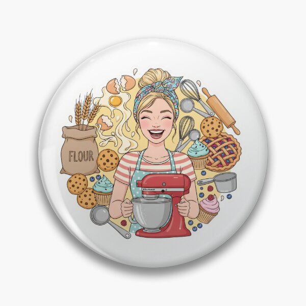 Item preview, Happy Baking Girl Sticker – Cute Pastry Chef Illustration designed and sold by C3J7.