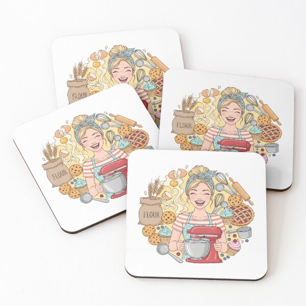 Item preview, Happy Baking Girl Sticker – Cute Pastry Chef Illustration designed and sold by C3J7.