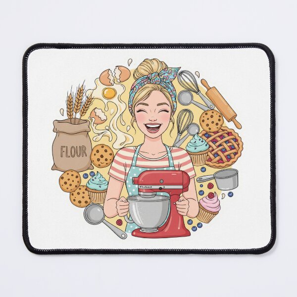 Item preview, Happy Baking Girl Sticker – Cute Pastry Chef Illustration designed and sold by C3J7.