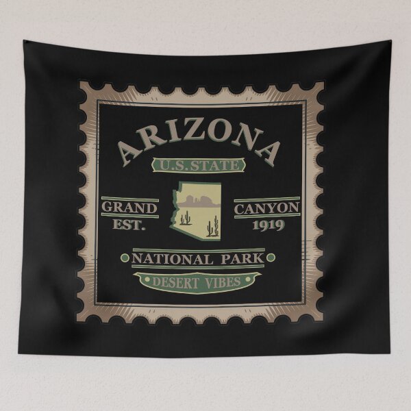 Item preview, Arizona vintage desert landscape postage stamp art designed and sold by Alexaltay.