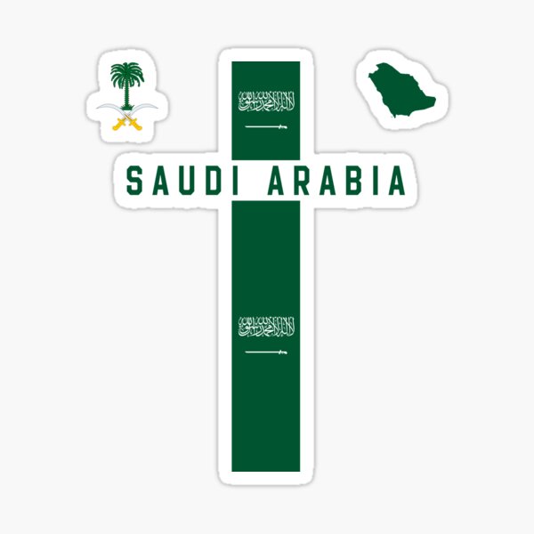 Saudi Arabia Pride, Minimalist Vertical National Symbols Design Sticker