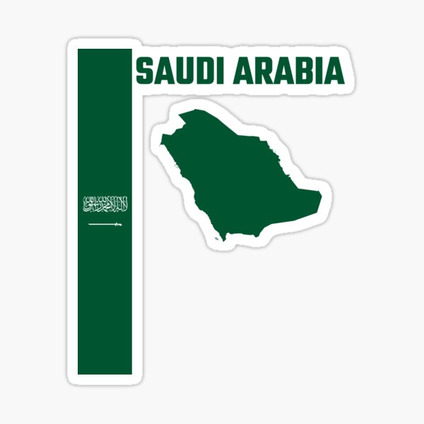 Saudi Arabia Pride, Minimalist Kingdom Map & Flag Design Sticker
