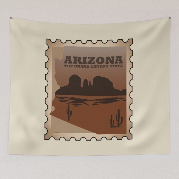 Item preview, Arizona vintage desert landscape postage stamp art designed and sold by Alexaltay.
