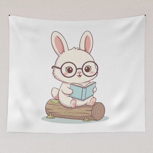 Item preview, Little rabbit and Their Favorite Book in Their Reading Nook designed and sold by Dizartico.