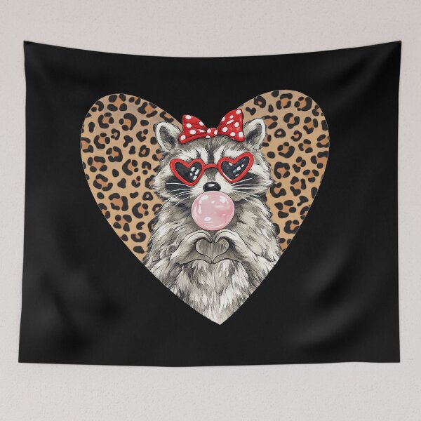 Item preview, Heart XOXO Vintage Leopard Funny Valentine Raccoon Lover designed and sold by will freed18.