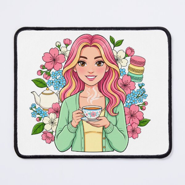 Item preview, Tea Lover Girl Sticker – Floral Cozy Tea Time Illustration designed and sold by C3J7.