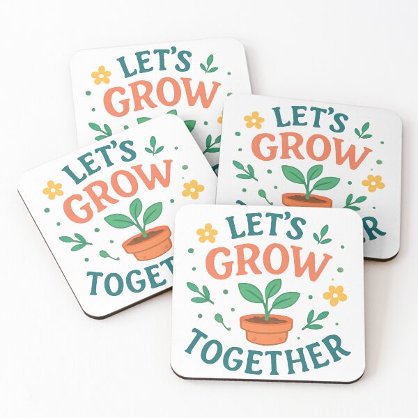 Item preview, Cute Let's Grow Together Plant Quote Illustration. designed and sold by The-T-In-Retro.