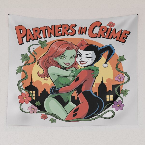 Item preview, Partners in Crime Poison Ivy & Harley Quinn – Gotham's Chaotic Embrace   designed and sold by Midnight Veil Designs.