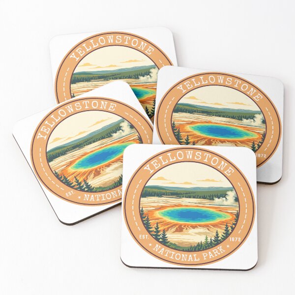 Item preview, Yellowstone National Park, Wyoming, Montana, Idaho (USA) Vintage Travel Art Circle Emblem designed and sold by MaateoDesign.