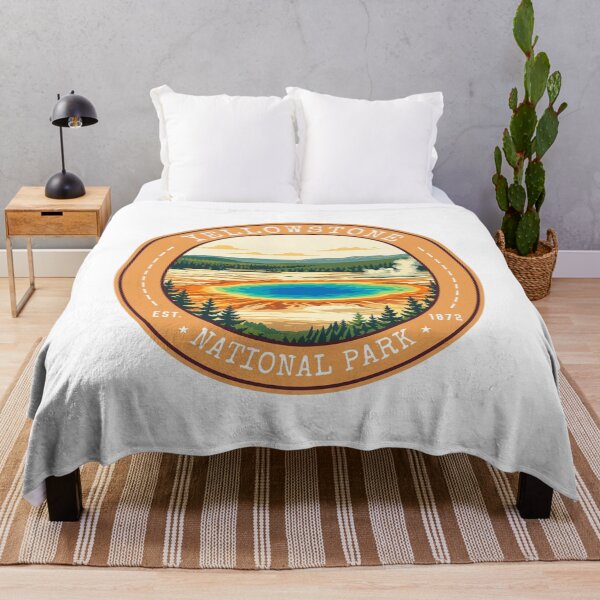Item preview, Yellowstone National Park, Wyoming, Montana, Idaho (USA) Vintage Travel Art Circle Emblem designed and sold by MaateoDesign.