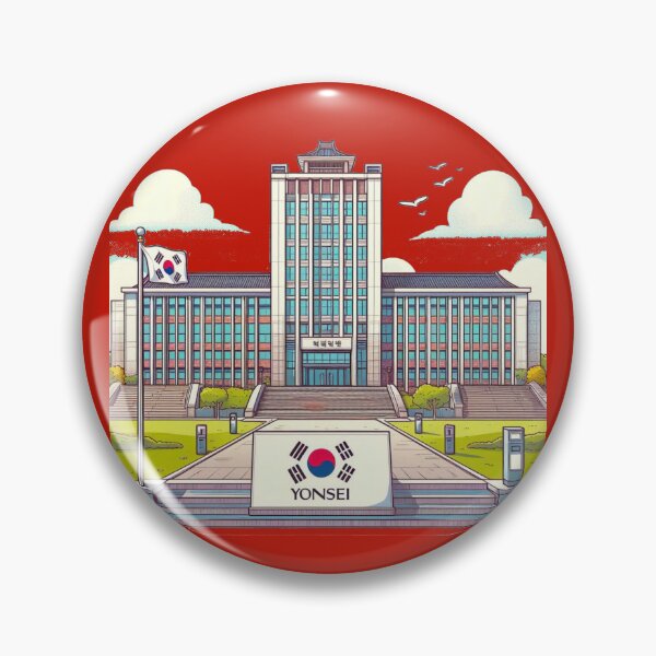 Item preview,  Yonsei University Campus – Front View Label with Korean Flag   designed and sold by PaintMeWorld.