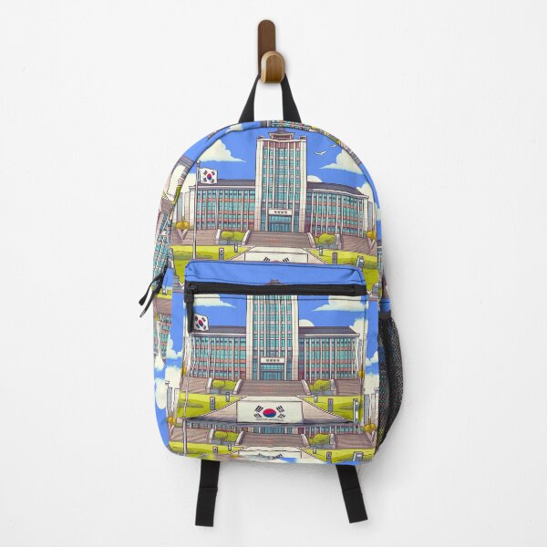 Item preview, Yonsei University Campus – Front View Label with Korean Flag designed and sold by PaintMeWorld.