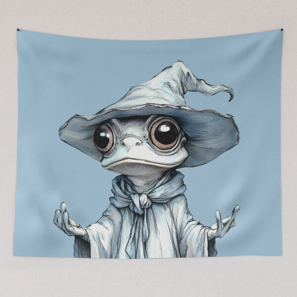 Item preview, Frog №92 Whimsical Frog Wizard in Mystical Blue Robe designed and sold by SyberGen.