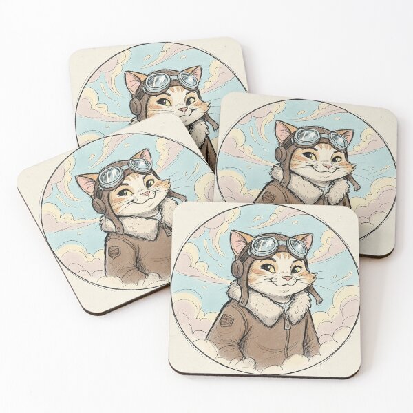 Item preview, The Sky Captain: Retro Sketch Aviator Cat designed and sold by VisualRotaStudio .