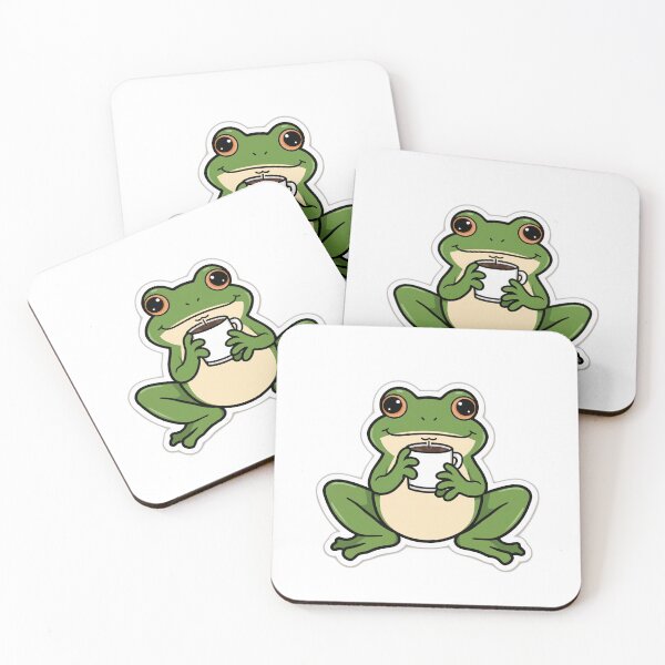 Item preview, Cute Frog Drinking Coffee Illustration designed and sold by DigitalStudioZT.