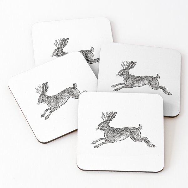 Item preview, Jackalope woodcut-style 2026 black and white designed and sold by S-M-P-A.
