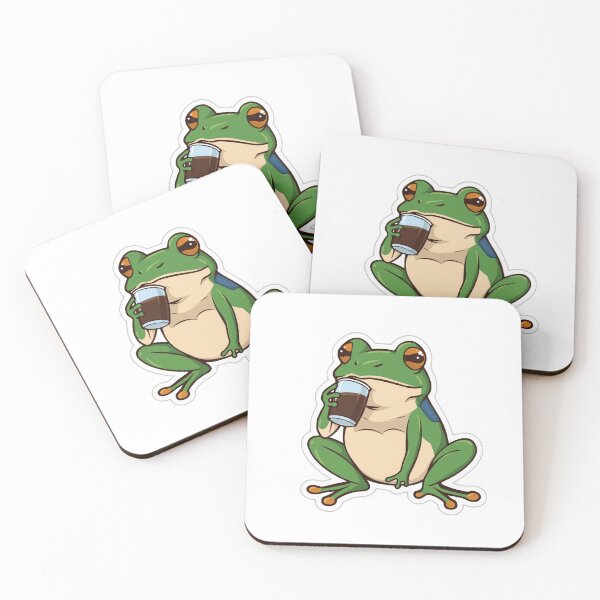 Item preview, Chill Frog Drinking Coffee Illustration designed and sold by DigitalStudioZT.