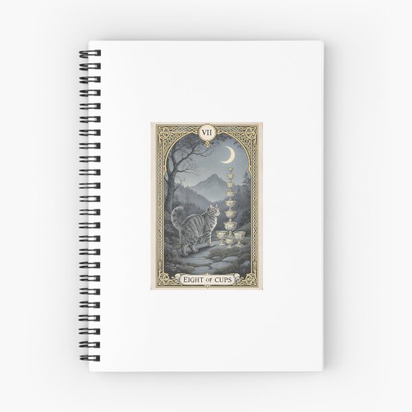 Item preview, Eight of Cups Cat Tarot Card Vintage Art designed and sold by PictorialWhimsy.