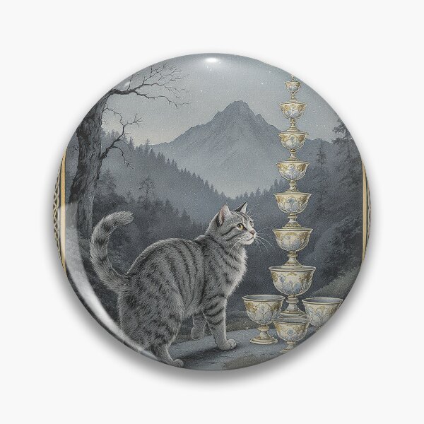 Item preview, Eight of Cups Cat Tarot Card Vintage Art designed and sold by PictorialWhimsy.