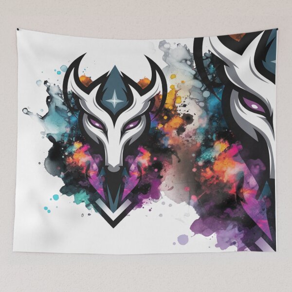 Item preview, Mystic Fox/Wolf Mask Emblem – Purple Eyes Watercolor Splash (Esports Style) designed and sold by FusiTink.
