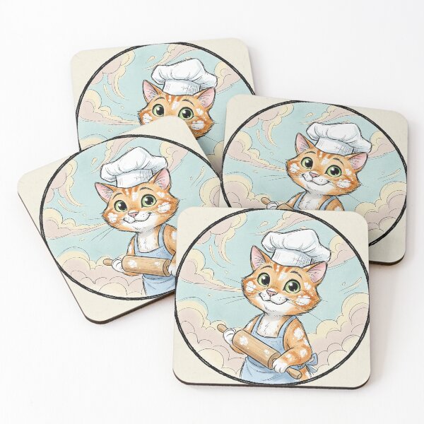 Item preview, The Pastry Pro: Retro Sketch Baker Cat designed and sold by VisualRotaStudio .