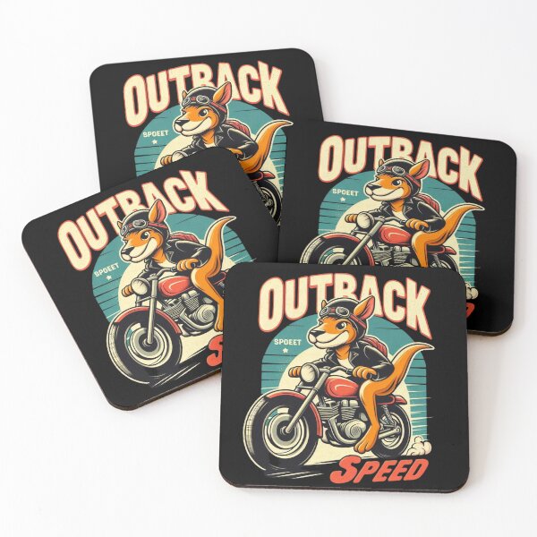 Item preview, Outback Speed Kangaroo - Retro Vintage Motorcycle Cartoon Mascot designed and sold by Zoo-Moo.