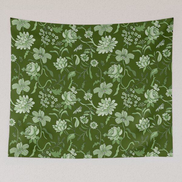 Item preview, Vintage Bloom-Deep Moss Or Forest Olive  designed and sold by Fabricatemyart.