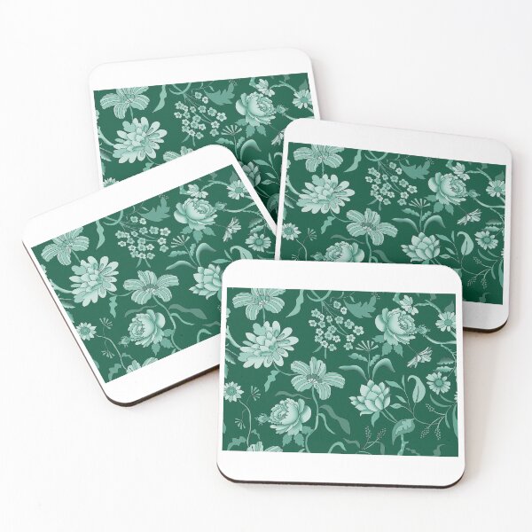 Item preview, Vintage Bloom-Deep Jungle Green Or Dark Teal Green Monochrome designed and sold by Fabricatemyart.