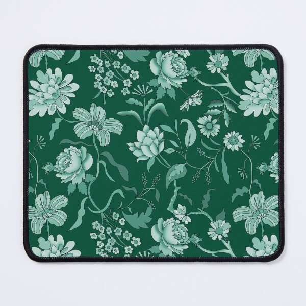 Item preview, Vintage Bloom-Deep Jungle Green Or Dark Teal Green Monochrome designed and sold by Fabricatemyart.