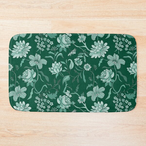 Item preview, Vintage Bloom-Deep Jungle Green Or Dark Teal Green Monochrome designed and sold by Fabricatemyart.