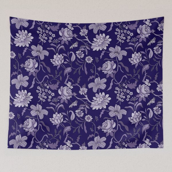 Item preview, Vintage Bloom-Deep Indigo Or Dark Violet-Blue-monochrome designed and sold by Fabricatemyart.