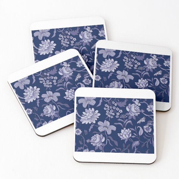 Item preview, Vintage Bloom-Dark Midnight Blue Or Deep Navy Monochrome designed and sold by Fabricatemyart.