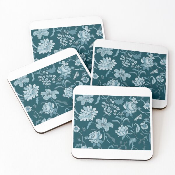 Item preview, Vintage Bloom-Deep Teal Or Dark Cyan designed and sold by Fabricatemyart.