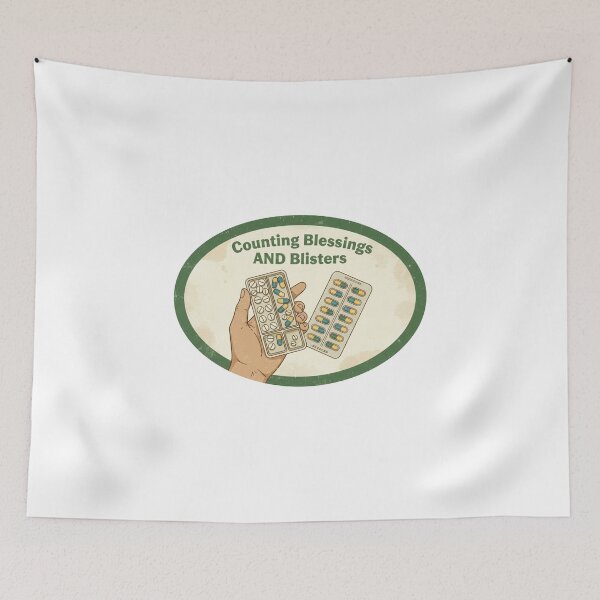 Item preview, Counting Blessings and Blisters - Funny Hiking Pills Medication Humor Gift designed and sold by Greemo03.