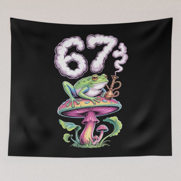 Item preview, Funny Frog 67 – Psychedelic Birthday Number Illustration designed and sold by SoftStyleStudio ⭐⭐⭐.