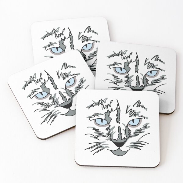 Item preview, Here Kitty Kitty. Blue-eyed white cat face designed and sold by CareyO.