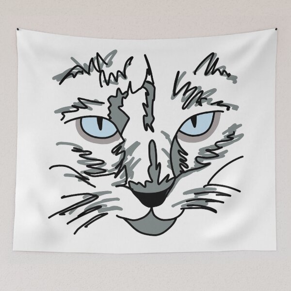 Item preview, Here Kitty Kitty. Blue-eyed white cat face designed and sold by CareyO.