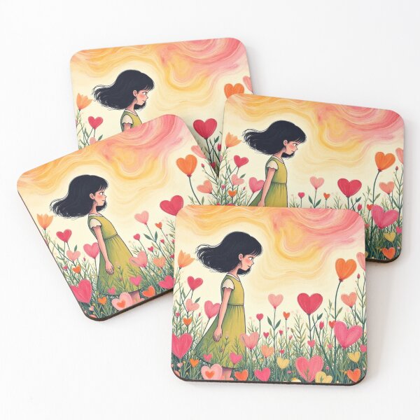Item preview, Girl in Heart Garden Retro Anime Style designed and sold by JonelleTshirts.