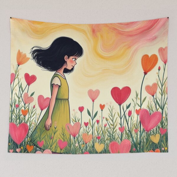 Item preview, Girl in Heart Garden Retro Anime Style designed and sold by JonelleTshirts.