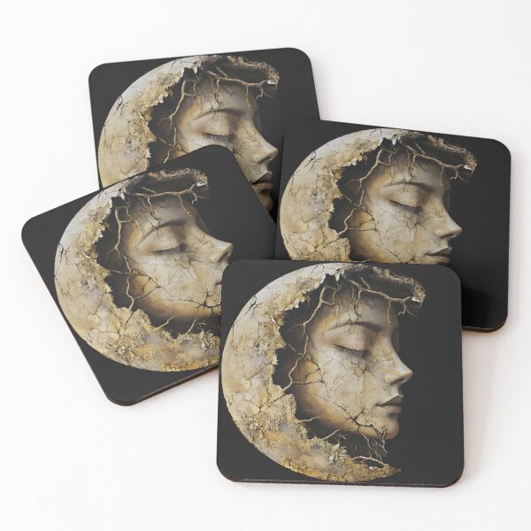 Item preview, Surreal Female Face in Cracked Moon designed and sold by SuperNerdStore.
